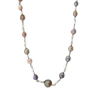 Platinum Natural Pearl and Diamond Bead Necklace, Platinum, Long's Jewelers