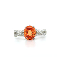 Platinum Oval Orange Sapphire and Diamond Ring, Platinum, Long's Jewelers