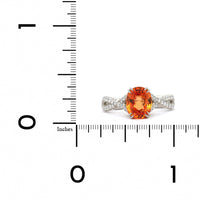 Platinum Oval Orange Sapphire and Diamond Ring