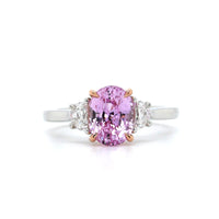 Platinum Oval Pink Sapphire Diamond 3 Stone Ring, Platinum, Long's Jewelers
