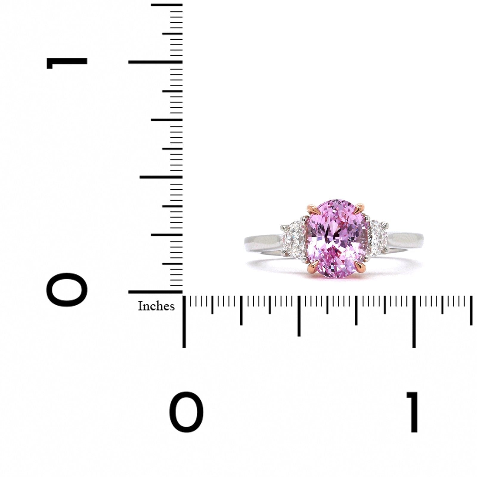 Platinum Oval Pink Sapphire Diamond 3 Stone Ring, Platinum, Long's Jewelers