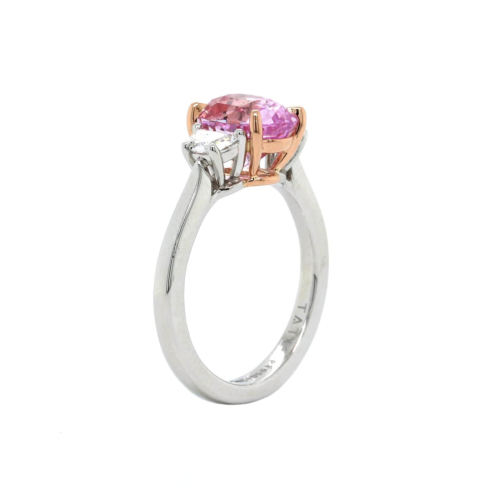Platinum Oval Pink Sapphire Diamond 3 Stone Ring, Platinum, Long's Jewelers