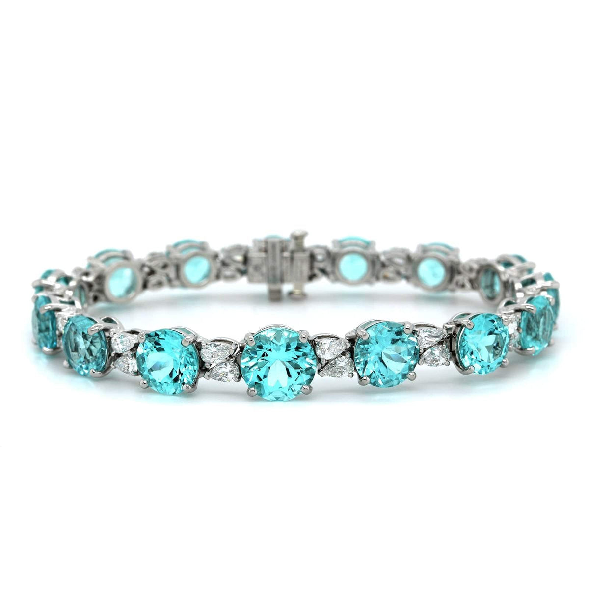 Platinum Paraiba and Diamond Bracelet, Platinum, Long's Jeweler's