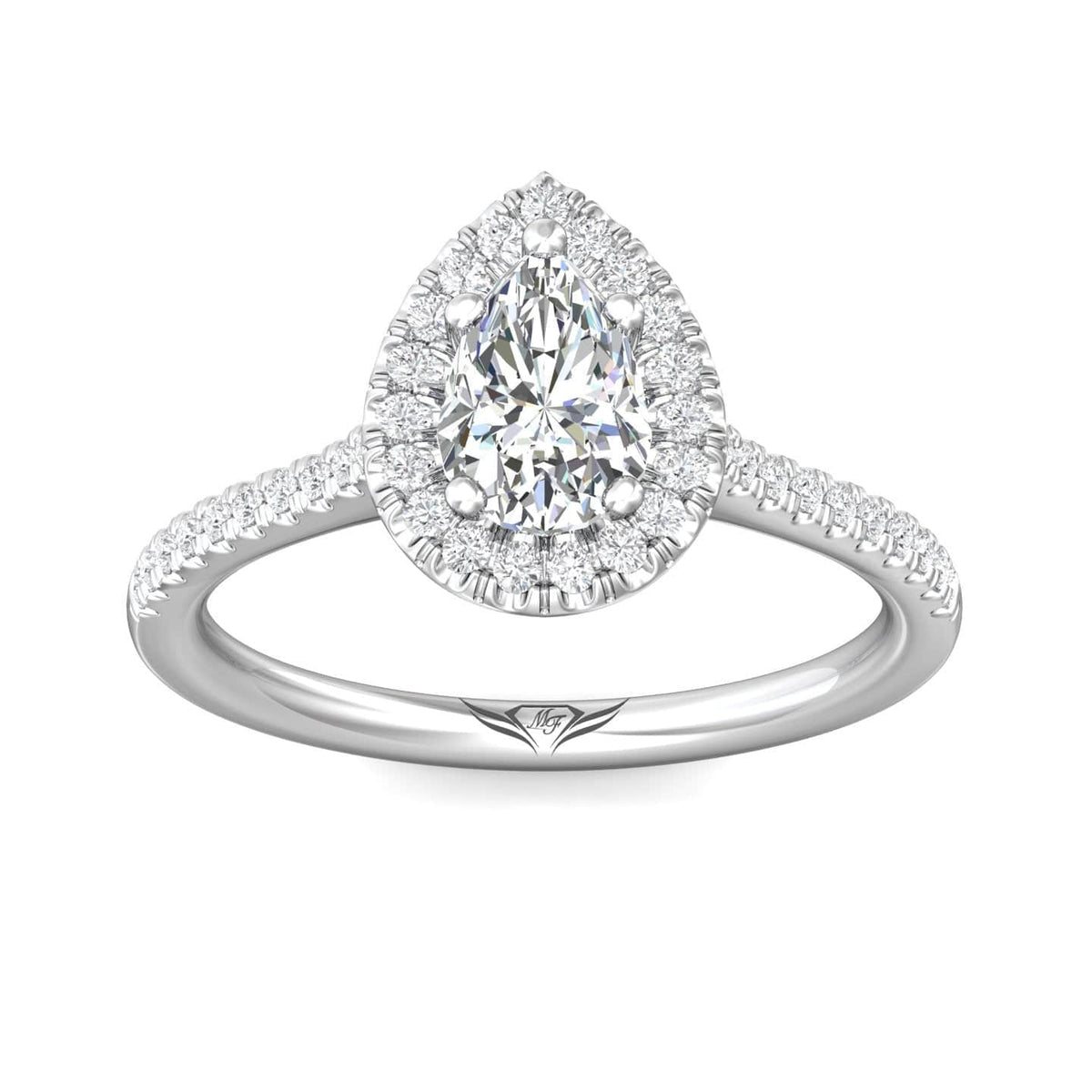 Platinum Pear Shape Diamond Halo Engagement Ring, Platinum, Long's Jewelers