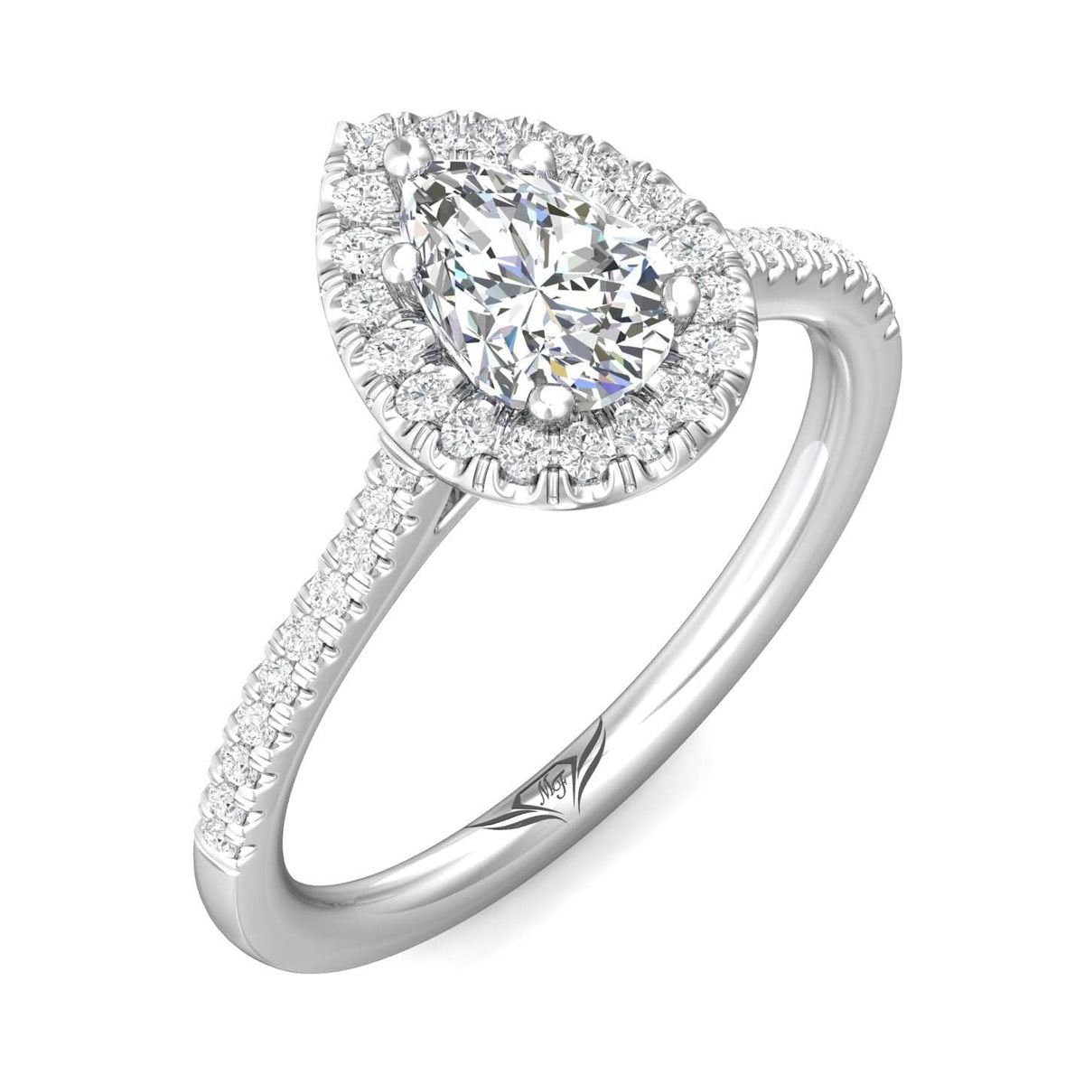 Platinum Pear Shape Diamond Halo Engagement Ring, Platinum, Long's Jewelers