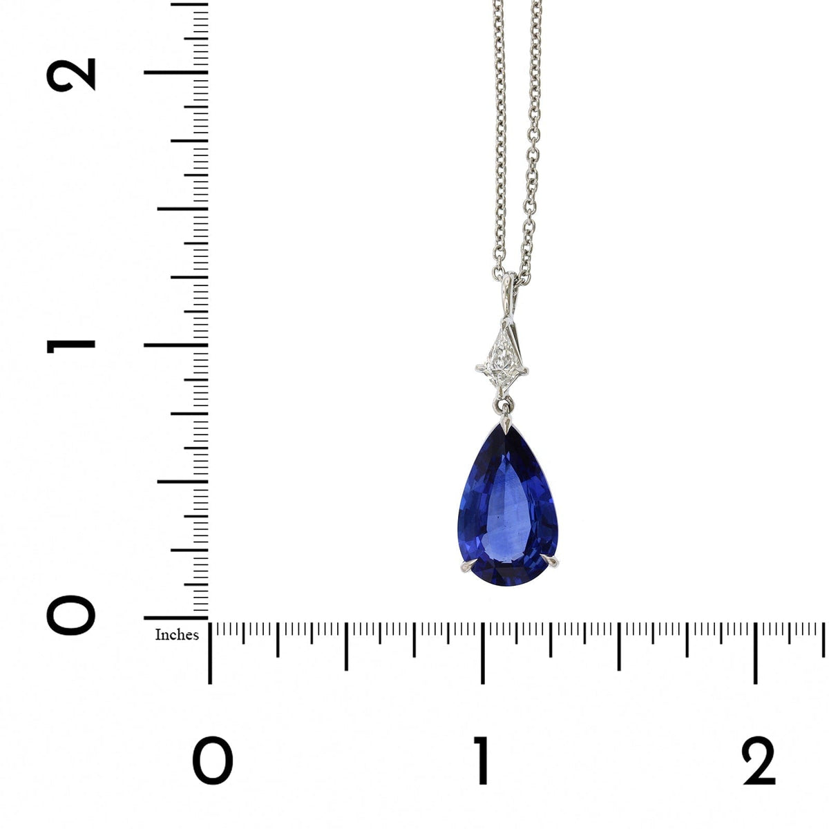 Platinum Pear Shape Sapphire Diamond Pendant