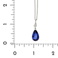 Platinum Pear Shape Sapphire Diamond Pendant