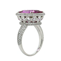 Platinum Pink Sapphire Diamond Halo Ring, Platinum, Long's Jewelers