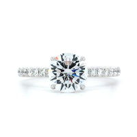 Platinum Prong Set Hidden Diamond Halo Engagement Ring Setting, Platinum, Long's Jewelers