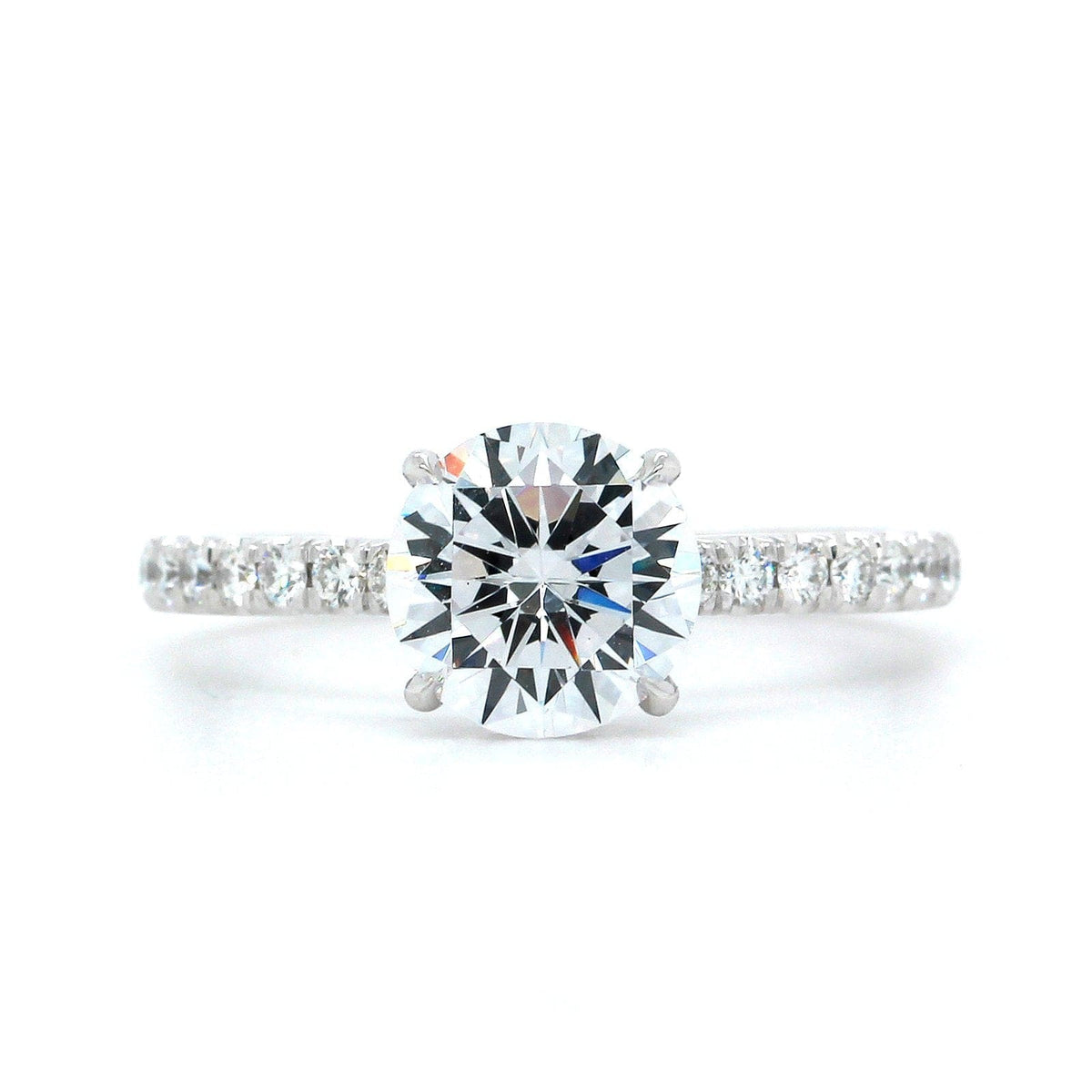 Platinum Prong Set Hidden Diamond Halo Engagement Ring Setting, Platinum, Long's Jewelers