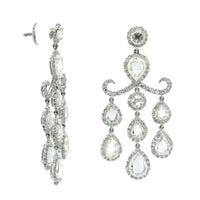 Platinum Rose Cut Diamond Chandelier Drop Earrings, Platinum, Long's Jewelers