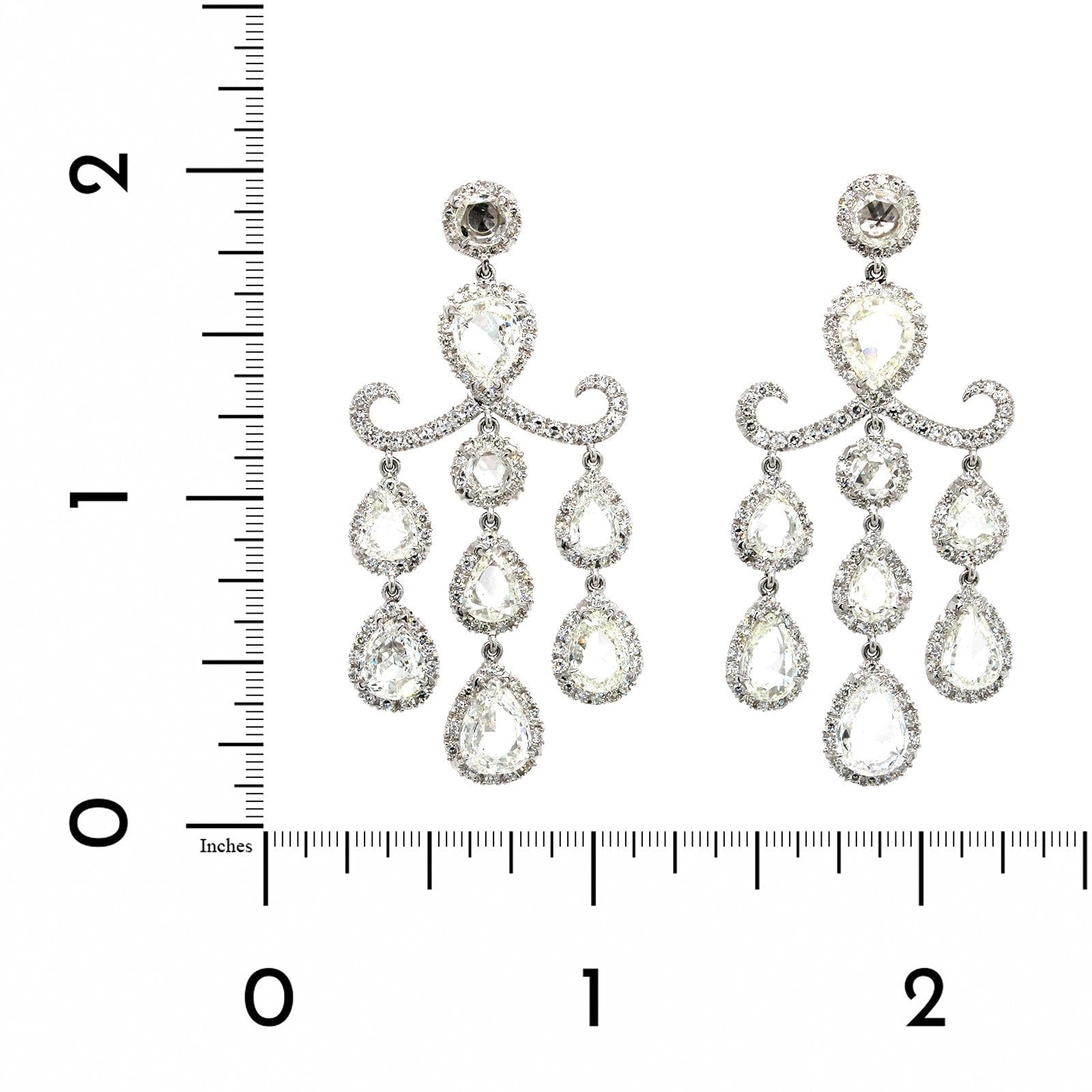 Platinum Rose Cut Diamond Chandelier Drop Earrings
