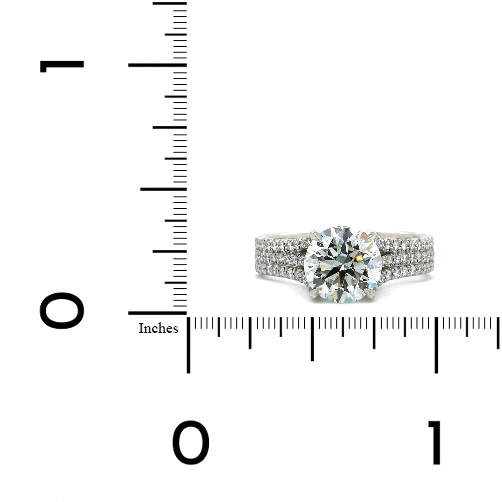 Platinum Round Diamond 3 Row Diamond Shank Engagement Ring, Platinum, Long's Jewelers