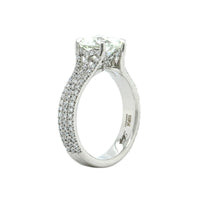 Platinum Round Diamond 3 Row Diamond Shank Engagement Ring, Platinum, Long's Jewelers