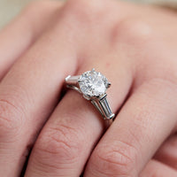 Platinum Round Diamond with Baguette Sides Engagement Ring, Platinum, Long's Jewelers