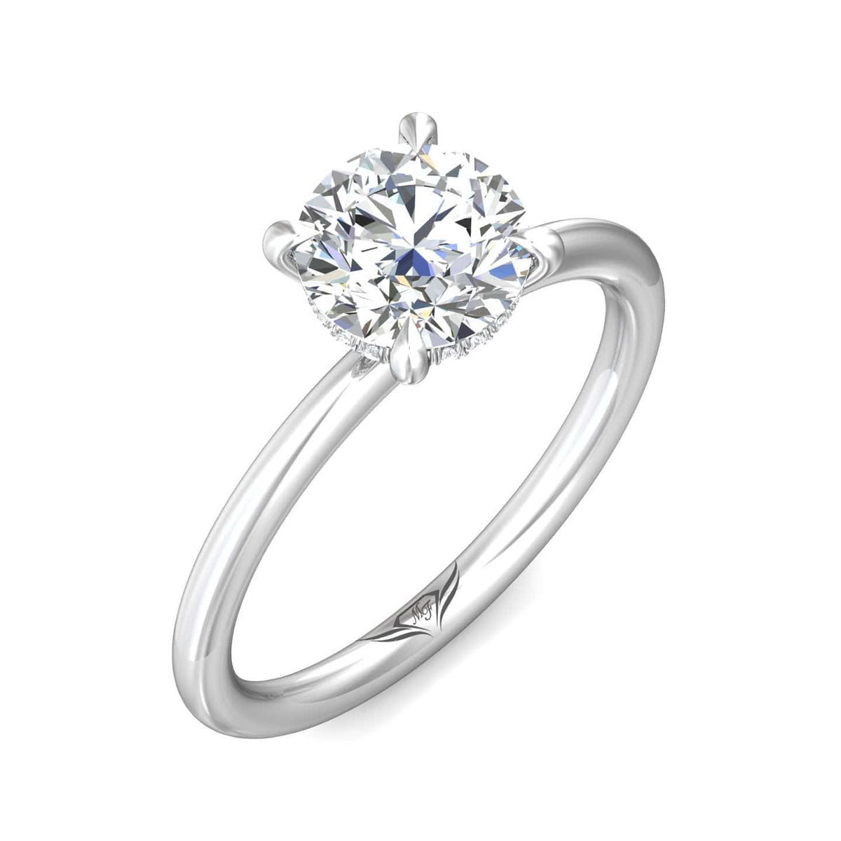 Platinum Round Diamond with Diamond Hidden Halo Engagement Ring, platinum, Long's Jewelers