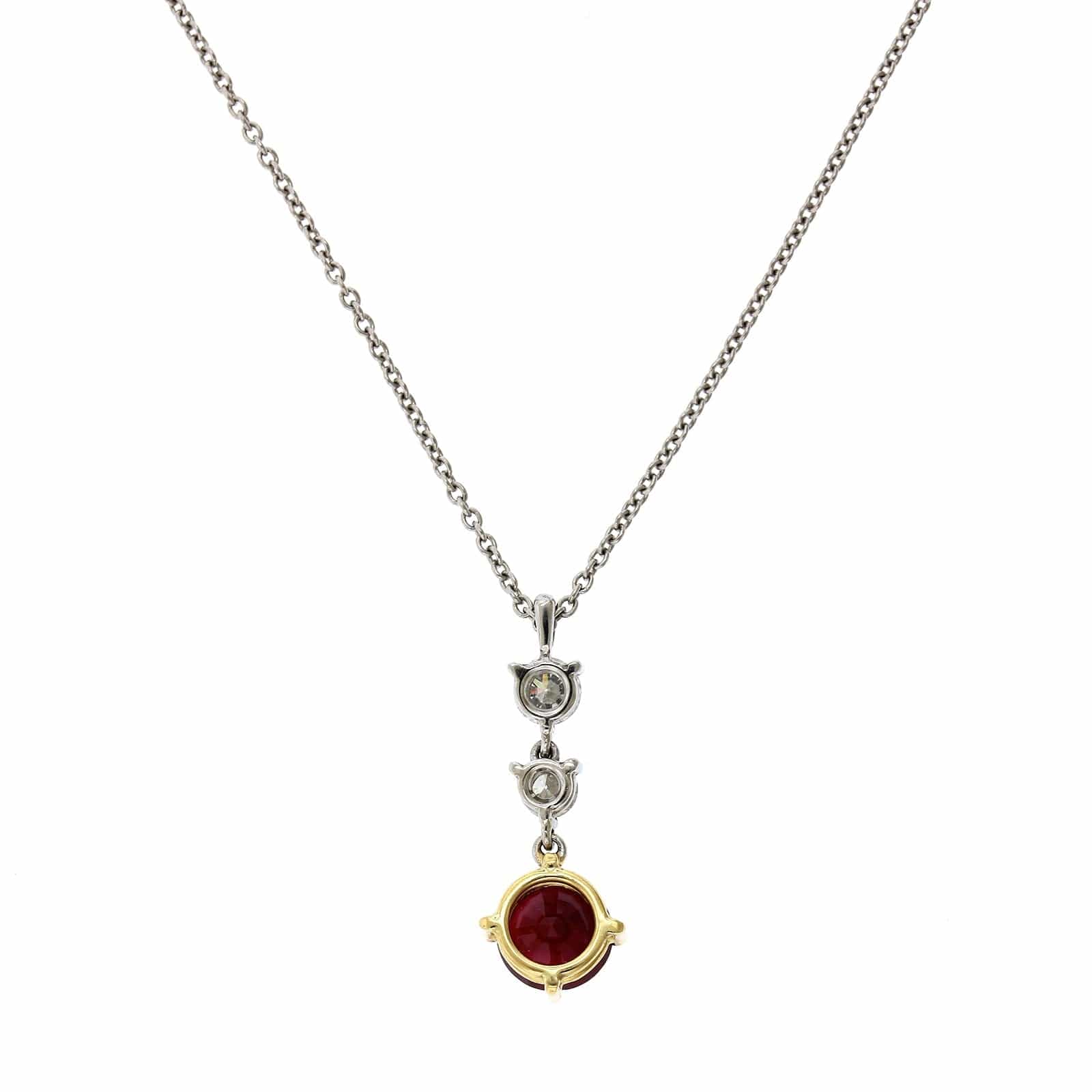 Platinum Ruby and Diamond Drop Pendant, Platinum, Long's Jewelers