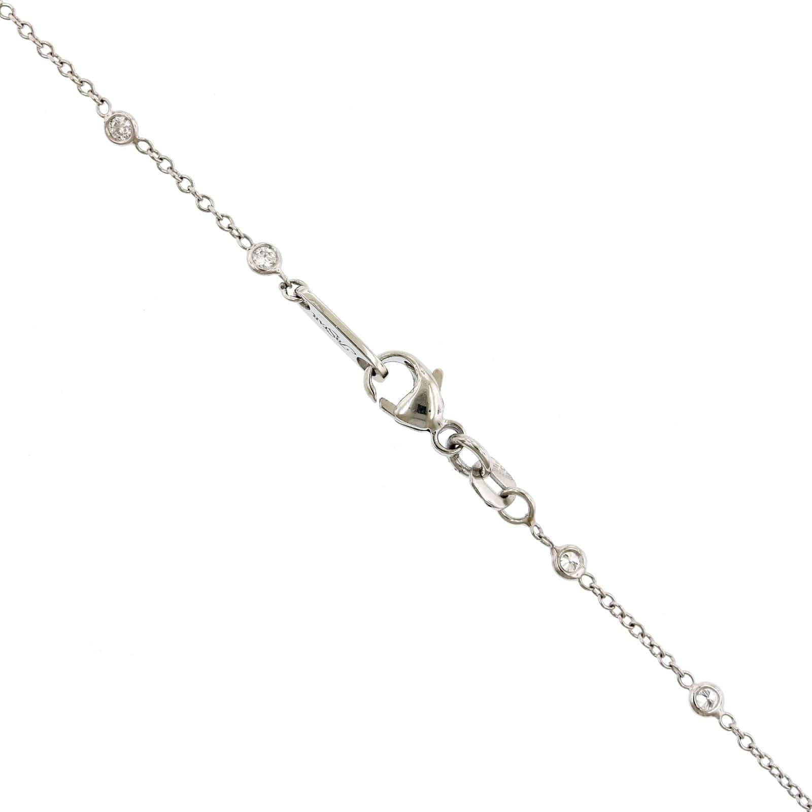 Platinum Sapphire Diamond Halo on Diamond by the Yard Necklace