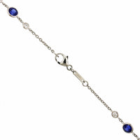 Platinum Sapphire and Diamond Diamond by the Yard Necklace