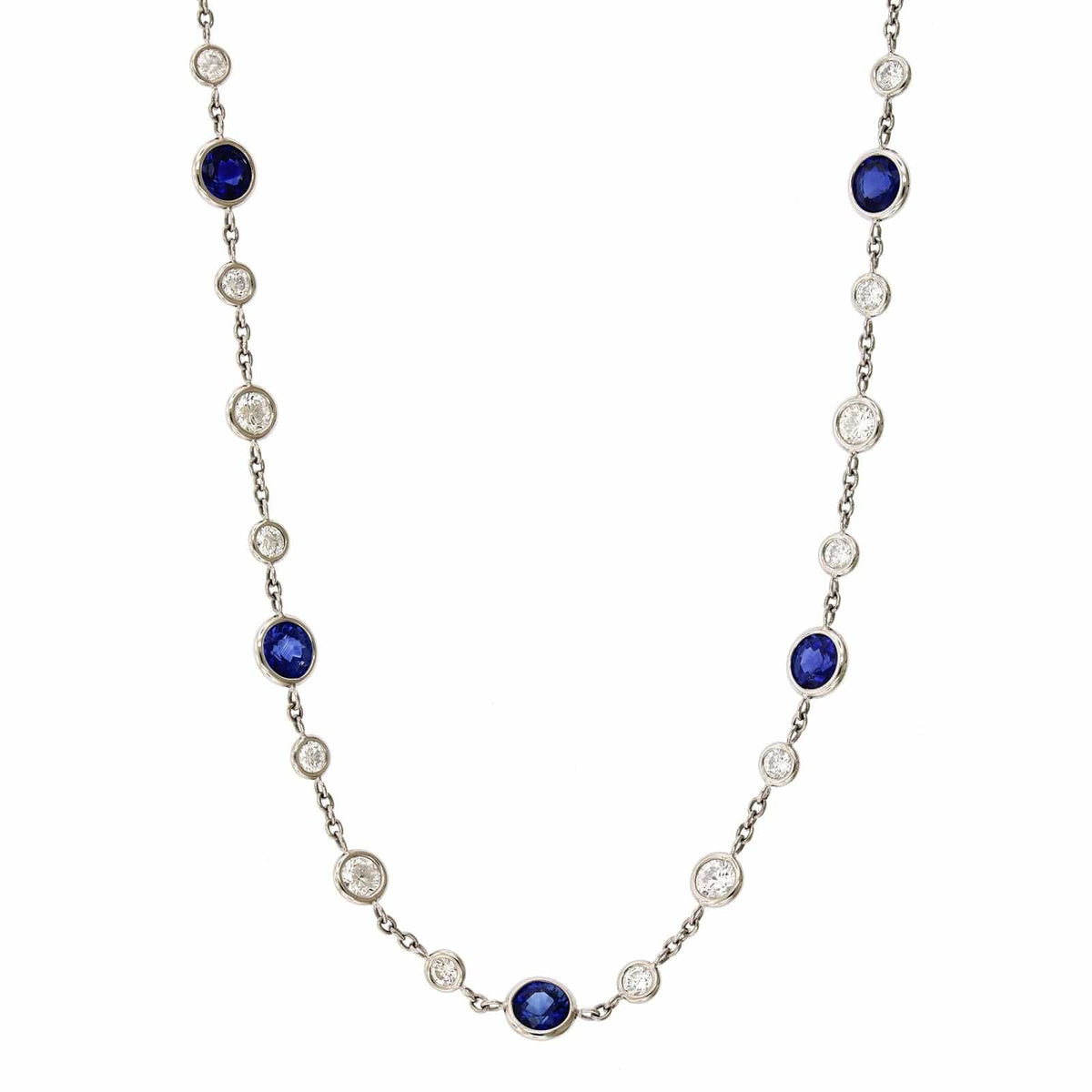 Platinum Sapphire and Diamond Diamond by the Yard Necklace, Platinum, Long's Jewelers