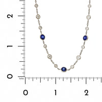 Platinum Sapphire and Diamond Diamond by the Yard Necklace