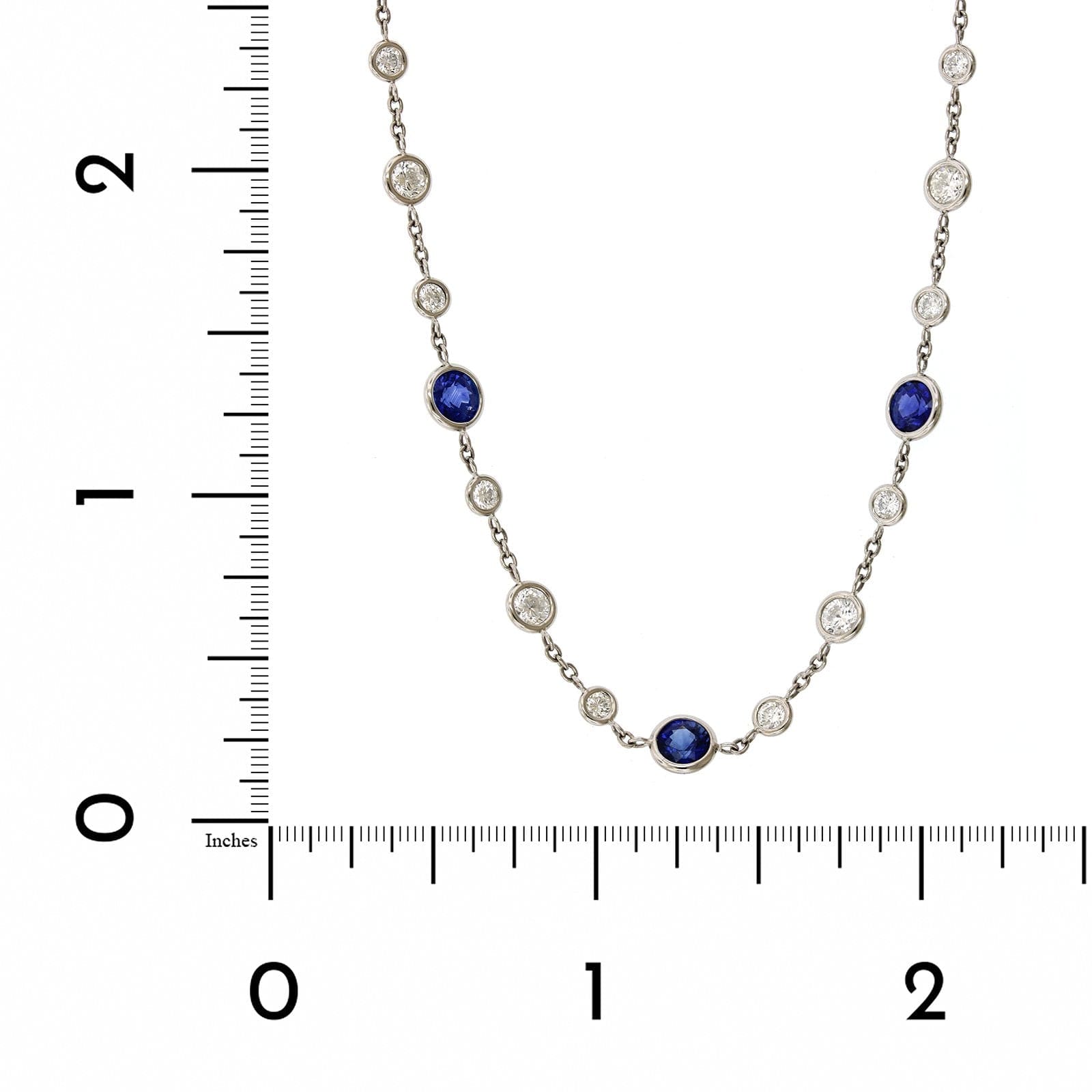 Platinum Sapphire and Diamond Diamond by the Yard Necklace