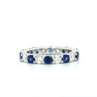 Platinum Sapphire and Diamond Eternity Band, Platinum, Long's Jewelers