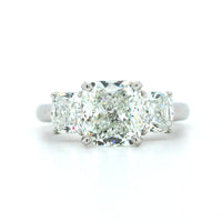 Platinum Three-Stone Cushion Cut Diamond Engagement Ring, Platinum, Long's Jewelers