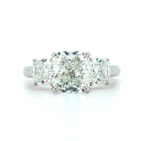 Platinum Three-Stone Cushion Cut Diamond Engagement Ring, Platinum, Long's Jewelers