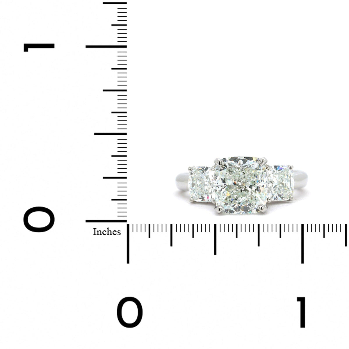 Platinum Three-Stone Cushion Cut Diamond Engagement Ring, Platinum, Long's Jewelers
