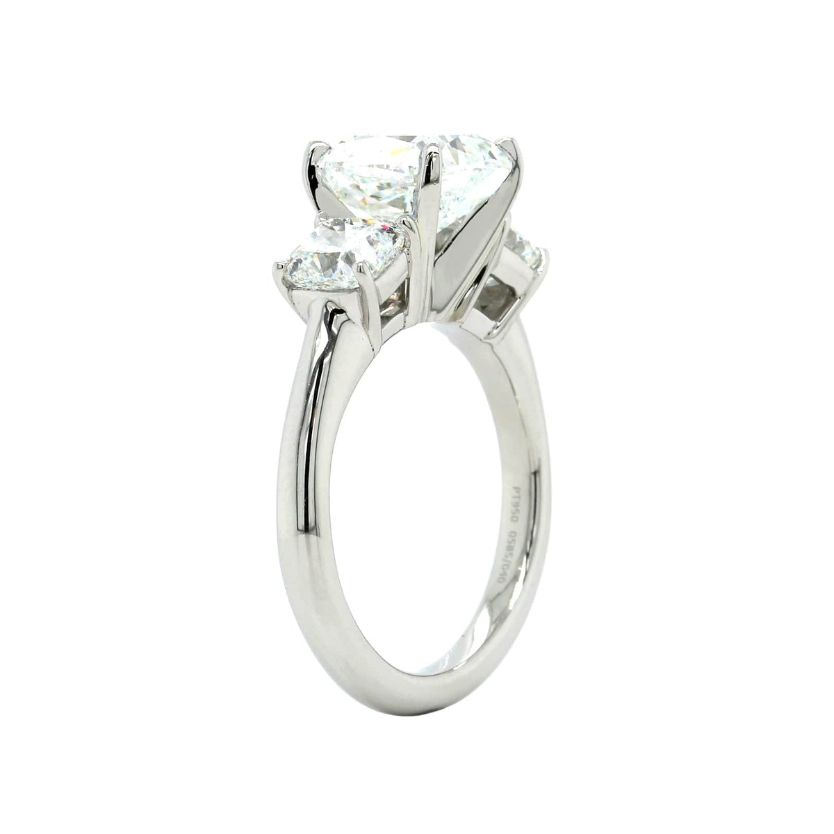 Platinum Three-Stone Cushion Cut Diamond Engagement Ring, Platinum, Long's Jewelers