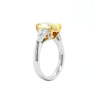 Platinum and 18K Yellow Gold 3 Stone Fancy Yellow Diamond Ring