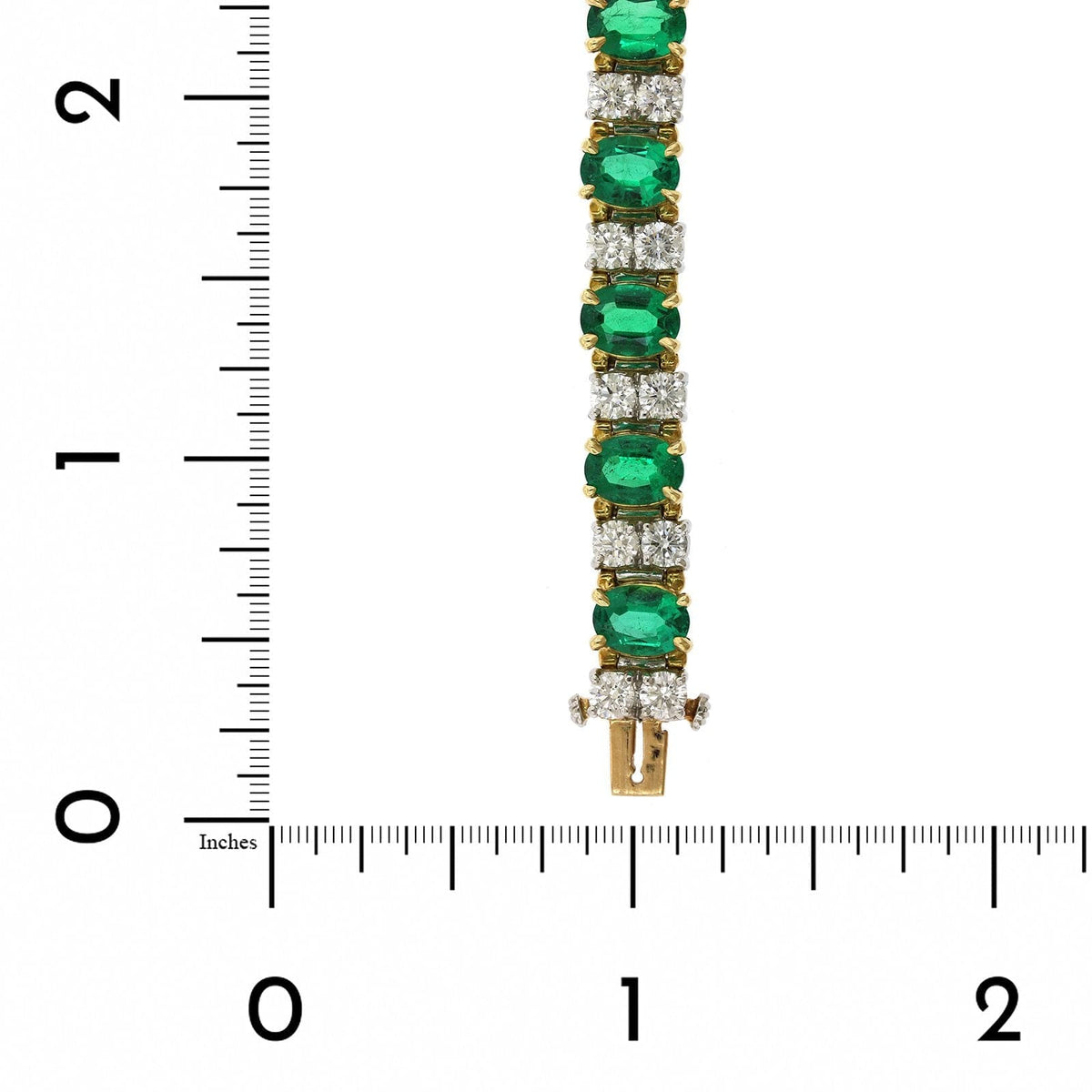 Oscar Heyman Platinum and 18K Yellow Gold Oval Emerald and Diamond Bracelet