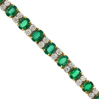 Oscar Heyman Platinum and 18K Yellow Gold Oval Emerald and Diamond Bracelet
