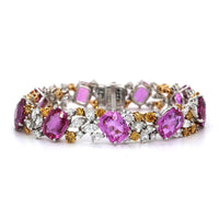 Platinum and 18K Yellow Gold Pink Sapphire and Diamond Bracelet, Platinum and 18K Yellow Gold, Long's Jeweler's
