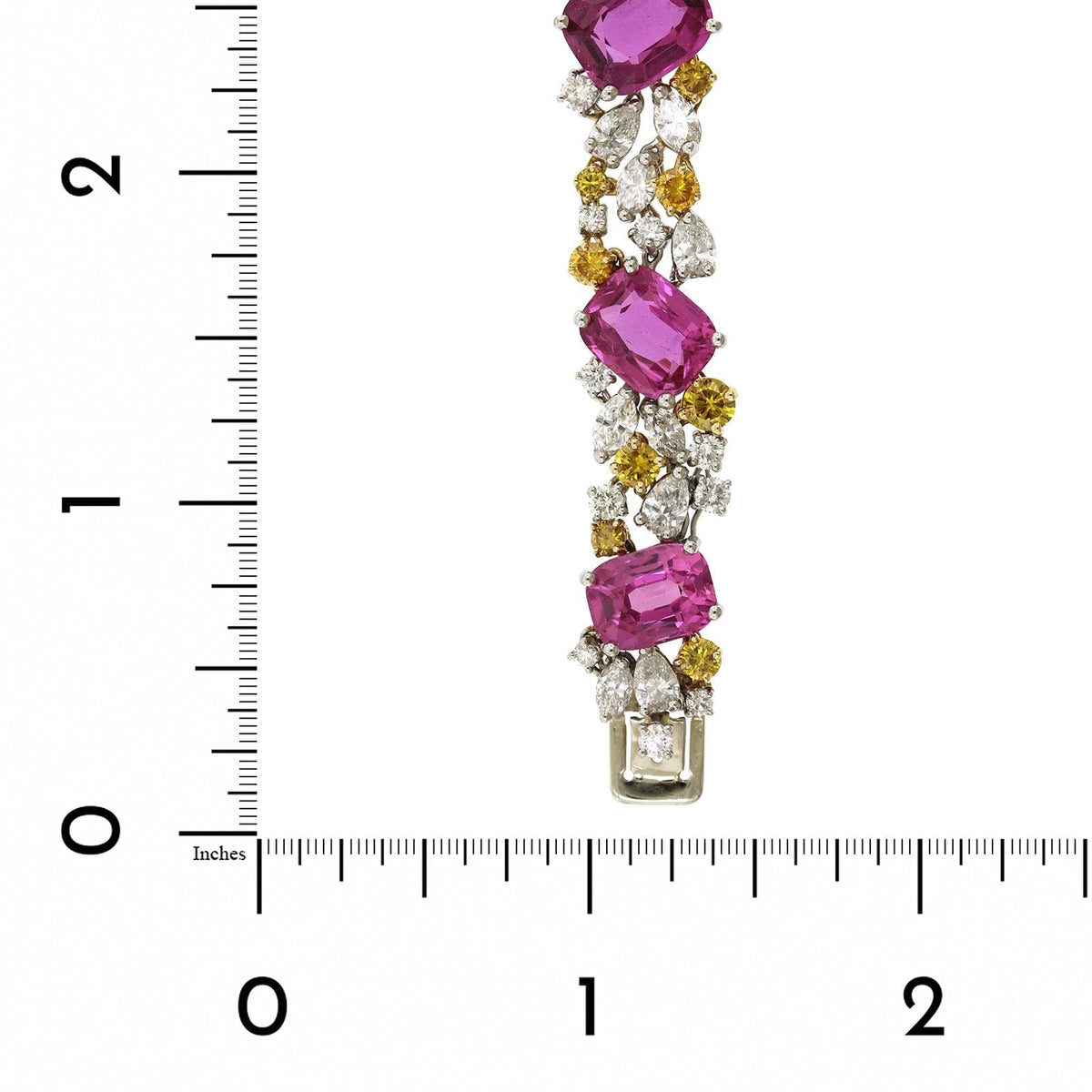 Oscar Heyman Platinum and 18K Yellow Gold Pink Sapphire and Diamond Bracelet