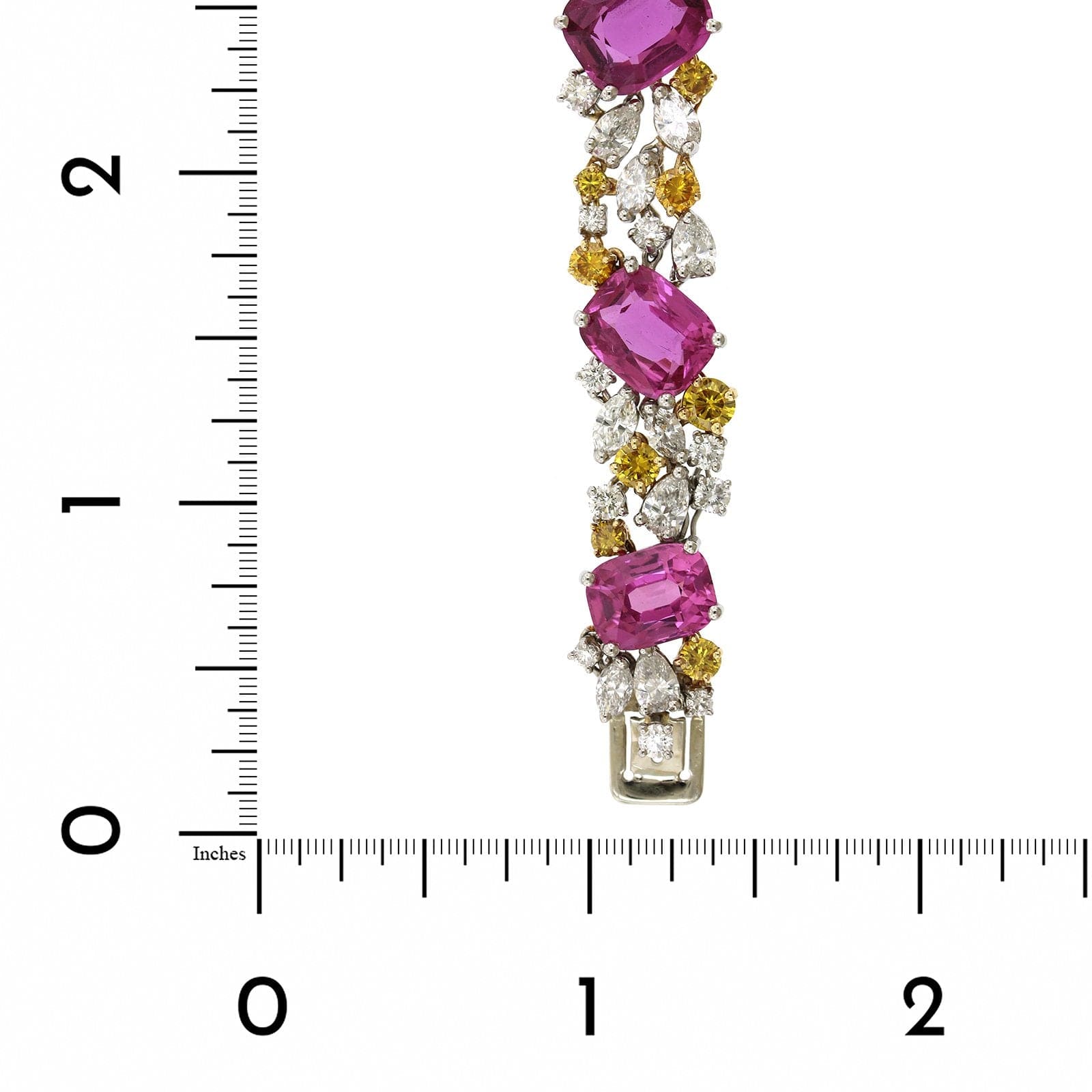 Oscar Heyman Platinum and 18K Yellow Gold Pink Sapphire and Diamond Bracelet