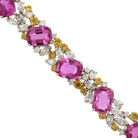 Oscar Heyman Platinum and 18K Yellow Gold Pink Sapphire and Diamond Bracelet