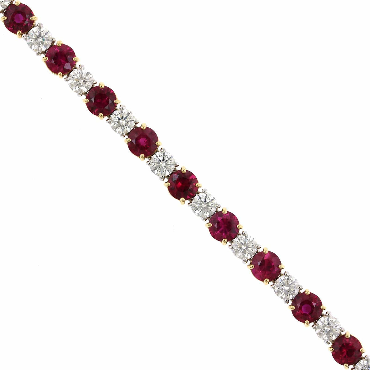 Platinum and 18K Yellow Gold Ruby and Diamond Tennis Bracelet, platinum and yellow gold, Long's Jewelers