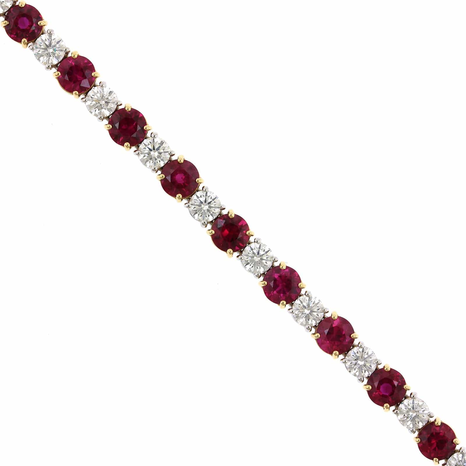 Platinum and 18K Yellow Gold Ruby and Diamond Tennis Bracelet, platinum and yellow gold, Long's Jewelers