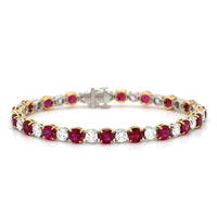 Platinum and 18K Yellow Gold Ruby and Diamond Tennis Bracelet, platinum and yellow gold, Long's Jewelers