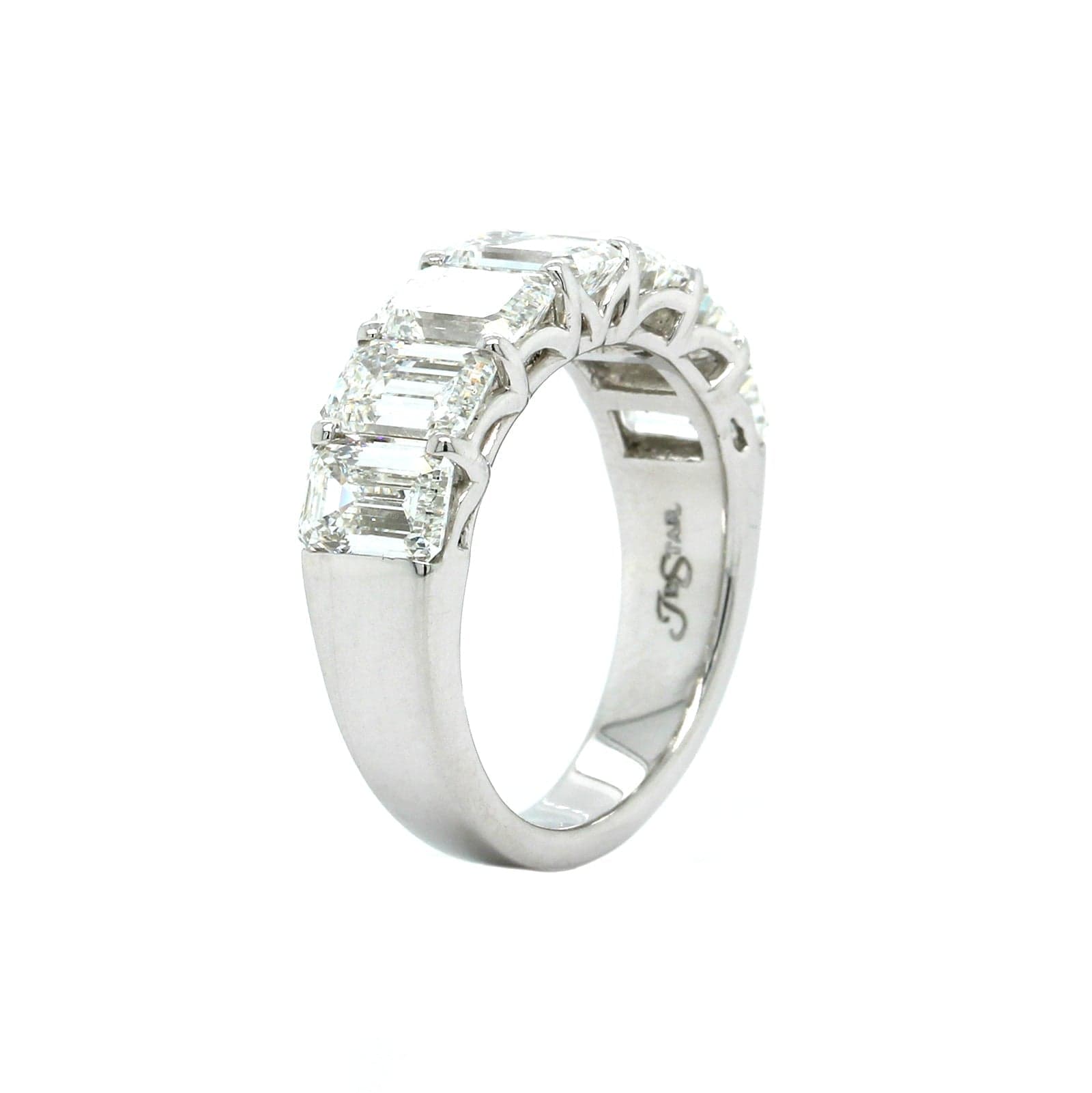 Platinum 7 Stone Emerald Cut Diamond Band, Platinum, Long's Jewelers
