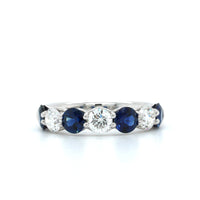Platinum 7 Stone Sapphire and Diamond Band, Platinum, Long's Jewelers