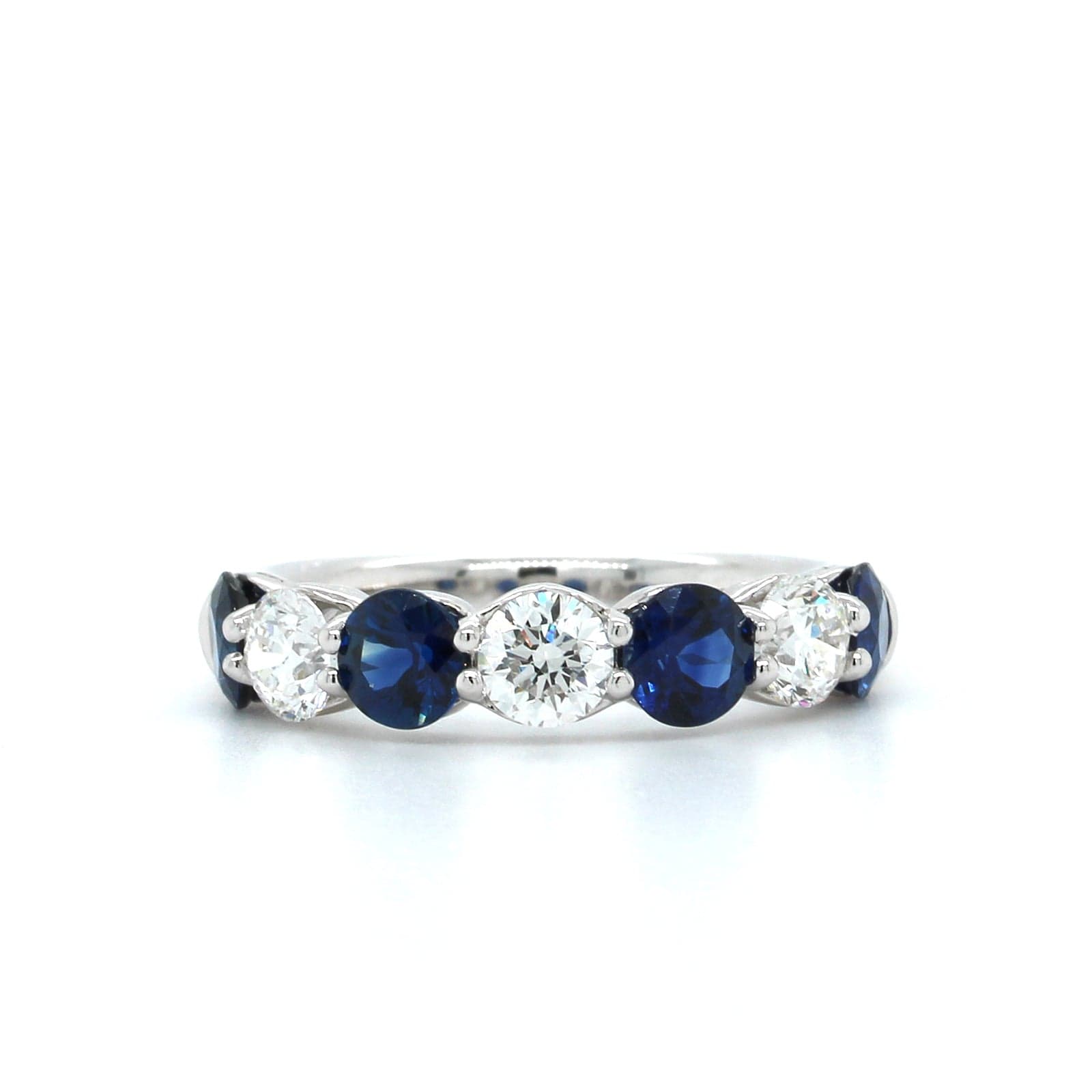 Platinum 7 Stone Sapphire and Diamond Band, Platinum, Long's Jewelers