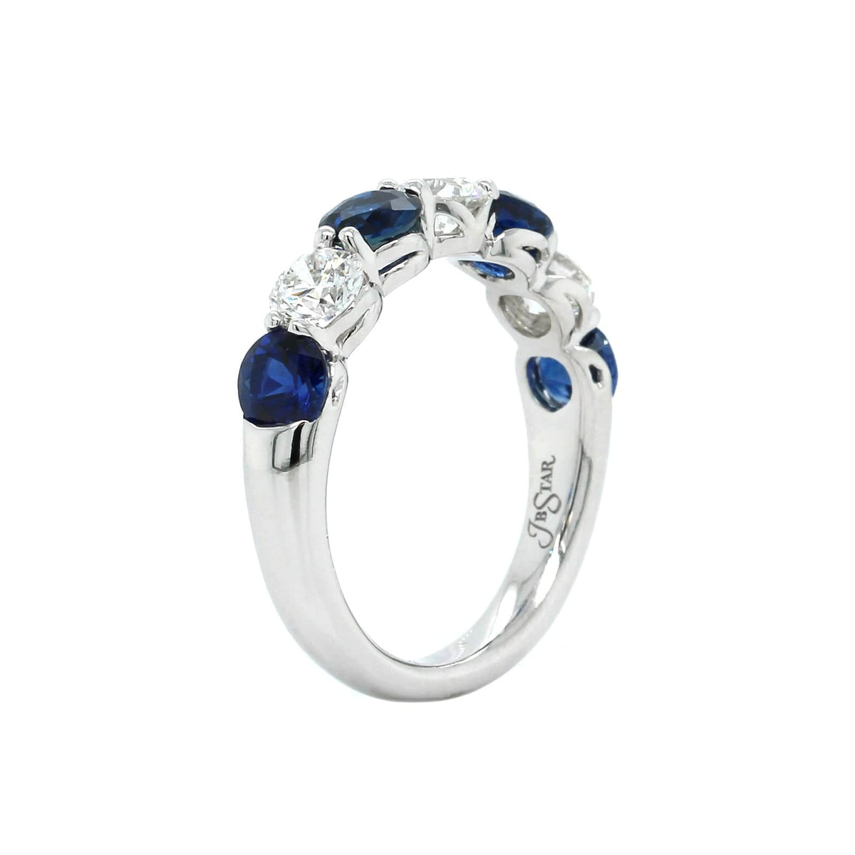 Platinum 7 Stone Sapphire and Diamond Band, Platinum, Long's Jewelers