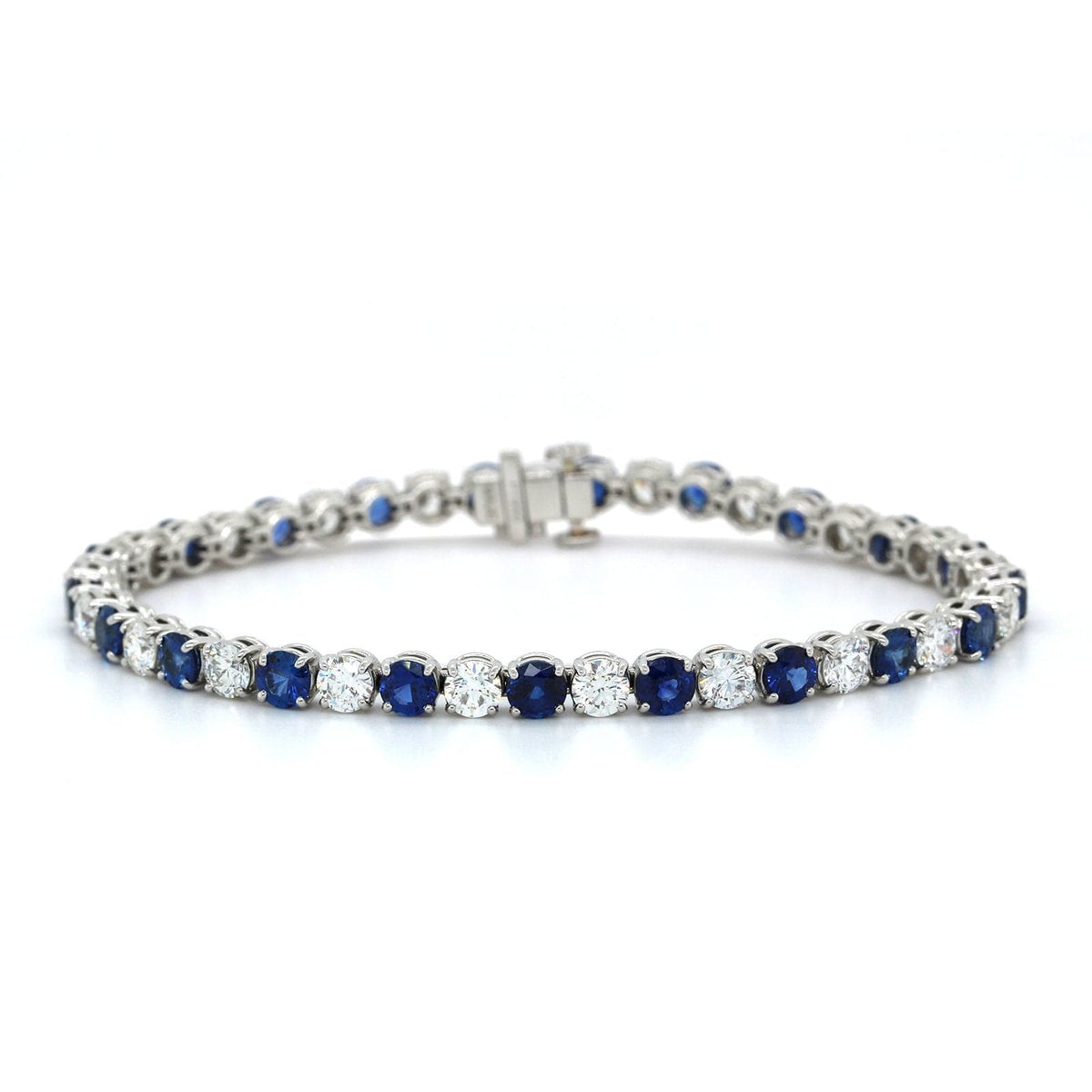 Platinum Sapphire and Diamond Tennis Bracelet, Platinum, Long's Jewelers