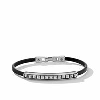 Pyramid Black Leather ID Bracelet, Sterling Silver, Long's Jewelers