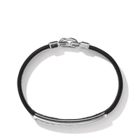 Pyramid Black Leather ID Bracelet with Pavé Black Diamonds