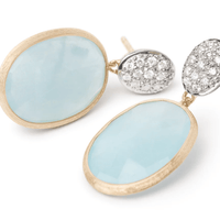 Marco Bicego Siviglia 18K Yellow Gold Aquamarine Diamond Drop Earrings