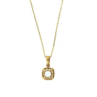 14K Yellow Gold Cushion Aquamarine Diamond Halo Necklace